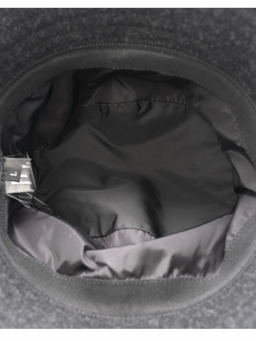 Authentic Prada Charcoal Gray Wool Bucket Hat with Triangle Logo